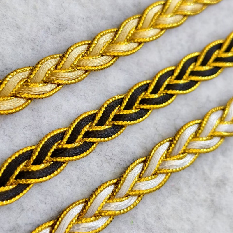 9m Gold and Silver Lace Accessories Gold and Silver Braided Rope Twist Korean Silk Ribbon DIY Clothing Decorative Strips