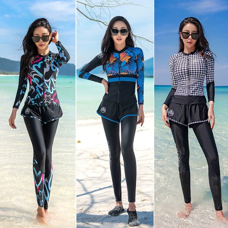 Long-sleeve, trousers, set, split swimwear, Amazon, fitted