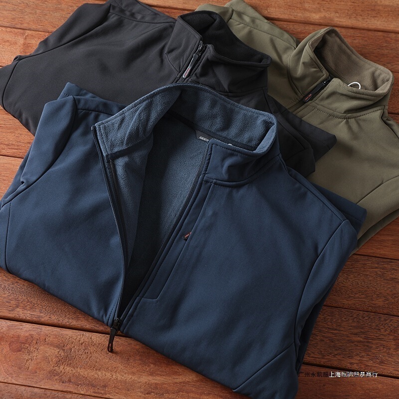 Bird Style Export Imported Three-Layer Composite Polar Fleece Warm Autumn and Winter Men's Outdoor Soft Shell Assault Jacket