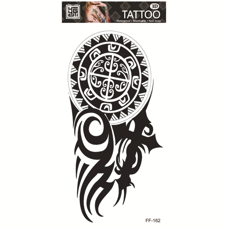 Yuanhua fábrica de pegatinas de tatuaje a prueba de agua en stock al por mayor cabeza de Lobo tótem texto árabe tatuaje pegatinas suministro transfronterizo