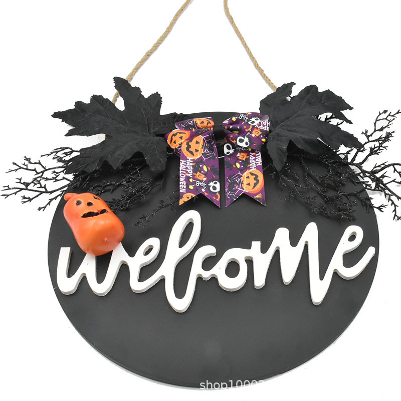 Festival transfronterizo portal guirlandas Halloween bienvenida madera accesorios decorativos Helloween puerta colgante guirlandas
