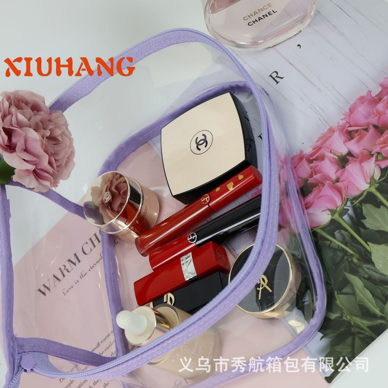 Bolsa de cosméticos de pvc transparente bolsa de lavado impermeable de viaje de gran capacidad bolsa de almacenamiento portátil multifuncional color macaron