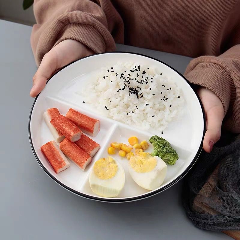 Creative Ceramic Separated Dinner Plate Baby's Dinner Plate Cool Fashionable Simple Fast Food Plate Deep Plate Round Square Plate