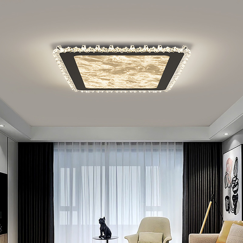 Lámpara de sala de estar ligero, lujo, estilo italiano de alta gama, lámpara principal de sala de estar minimalista, lámpara de techo rectangular, paquete de lámpara combinada para toda la casa