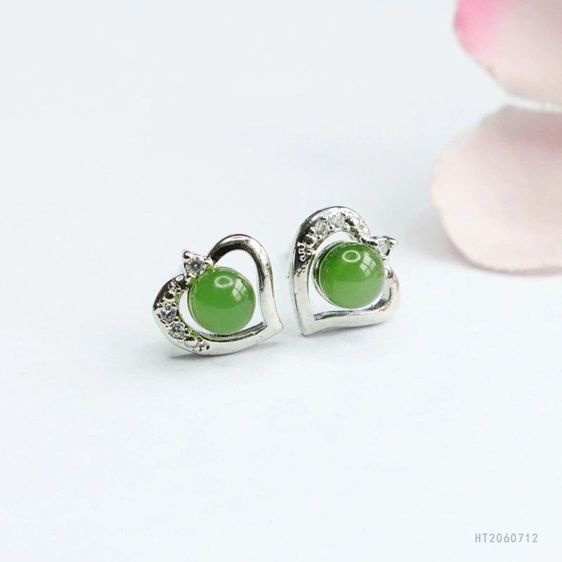 Yuyu натуральные Hetian нефритовые серьги из яшмы Серебряная игла ушной крючок любовь ювелирная фабрика оптовое агентство HT2060712