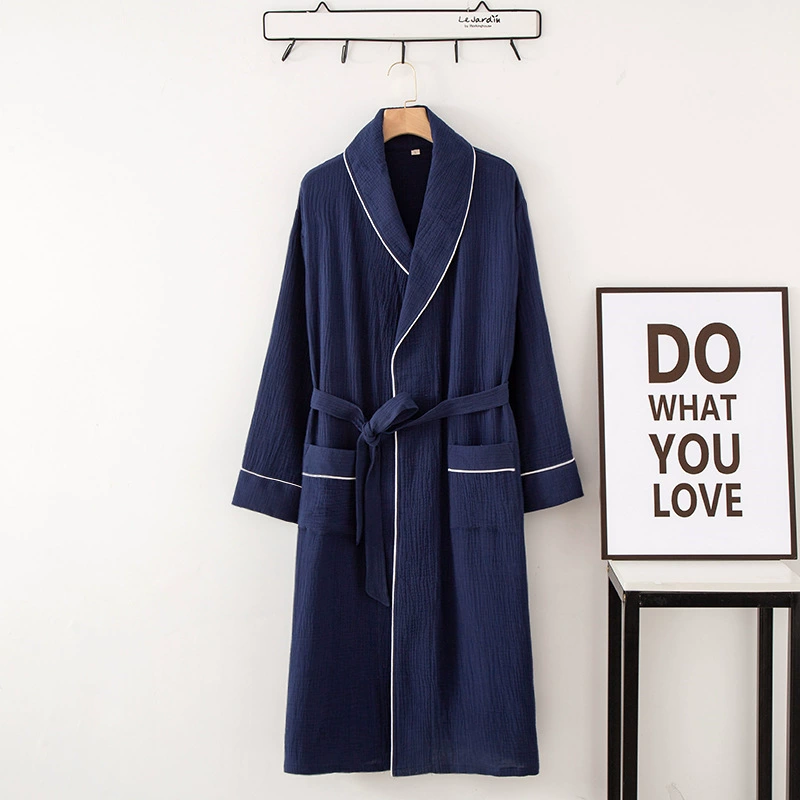 Cotton Bathrobe, Plus Size, Thin Long Belt, Long Sleeve Hotel Style