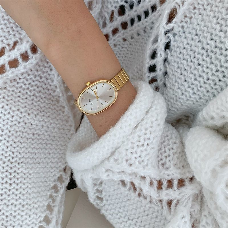 Oval Small Plate Slub Band Girl's Watch Student's Watch Mori Quartz Watch Small Fresh Style