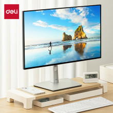 得力(deli)桌面收纳置物架 木质电脑增高架 桌面显示器增高底座屏