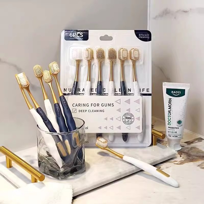 Barril cepillo de dientes de pelo suave cepillo de dientes para adultos hogar hogar limpieza profunda protector de encías bucales macarrón color para estudiantes
