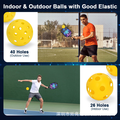 Direct Sale Pickleball Balls 40-Hole/26-Hole Pickleballs 74mm Rotomolded Injection Molded Glow-in-the-Dark Balls