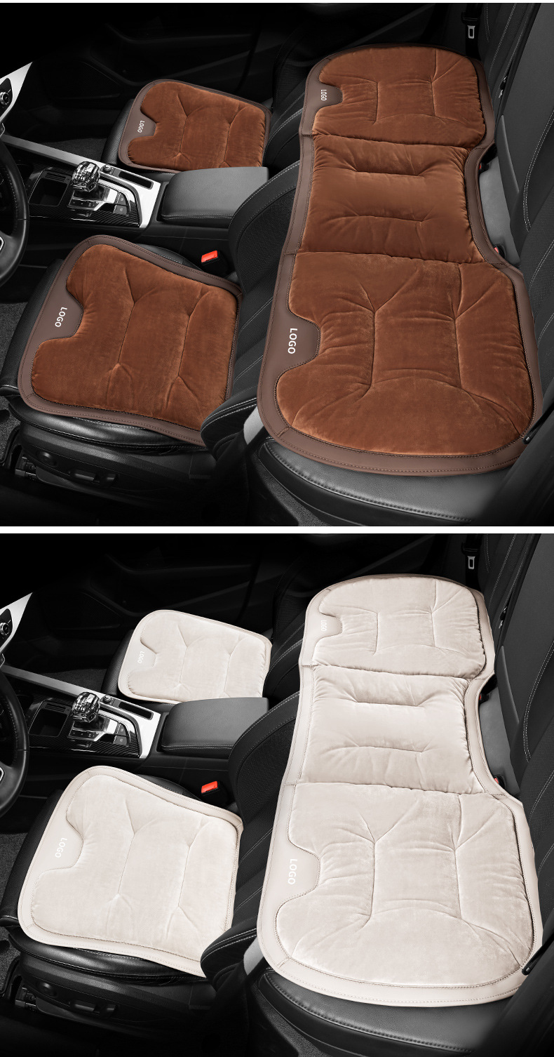 Winter short velvet warm car seat cushion fleece-lined three-piece single-piece car seat cushion seat cushion rear car cushion winter