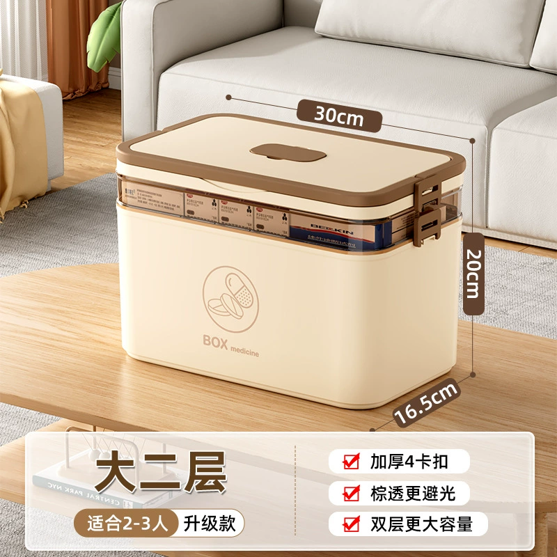 Medicine Storage Box, Plastic Multi-Layer Organizer, Portable Handle, Large Capacity