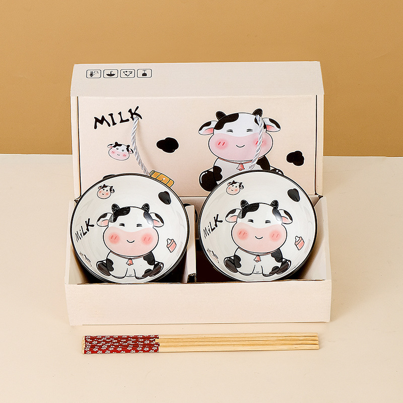 소 2그릇과 젓가락 선물 상자