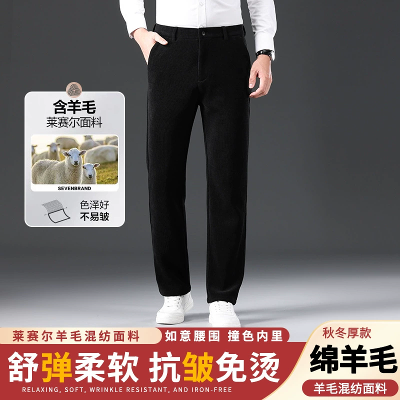 Толстая шерсть лиоцелла 2023 осень-зима Новый деловой Повседневный прямой костюм брюки повседневные брюки