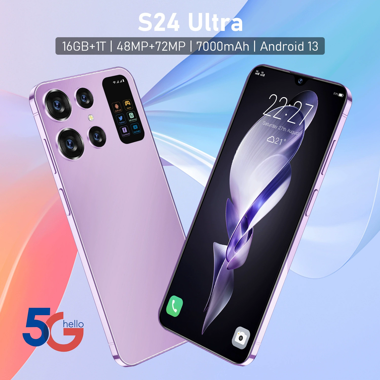 (Кросс-бордерная торговля), S24, большой смартфон, умный телефон, S24 Ultra, широкий экран, Android