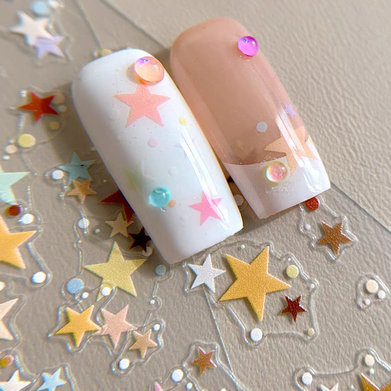 Handmade Cute Star Nail Patch Fugitive Princess Sexy Manicure Hand-Painted Pure Desire Nude Polka Dot Heart DIY