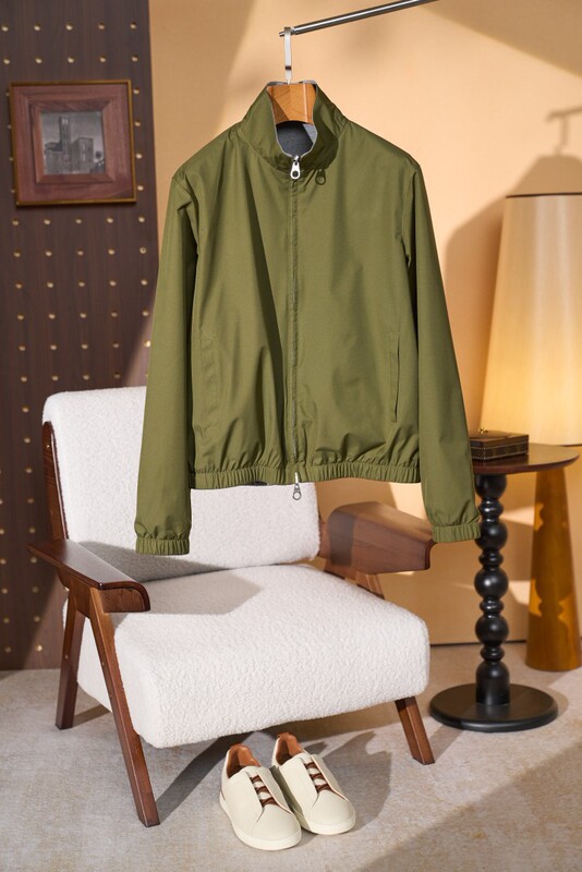 Lp Men's Old Money Style Reversible Bomber Jacket with Stand Collar, Waterproof and Windproof