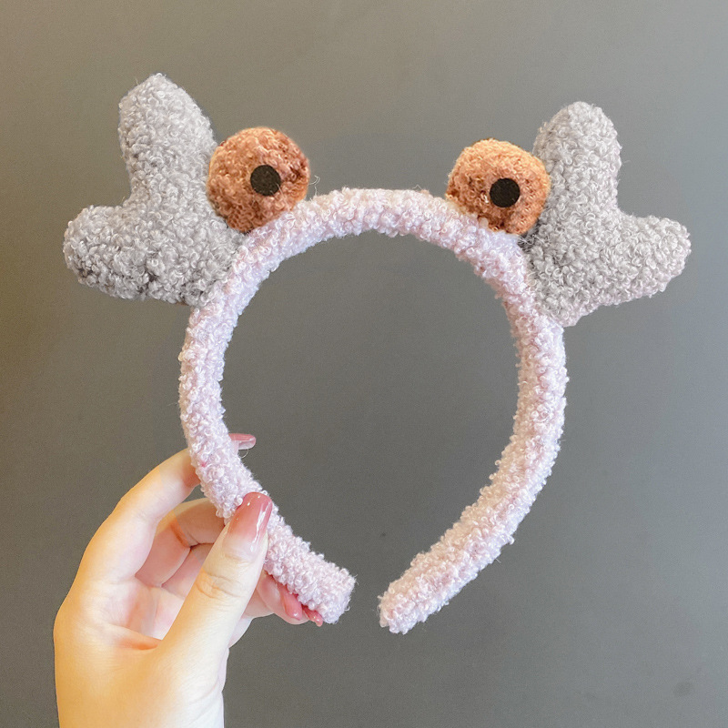 Lavarse la cara cinturón de cabello lindos de peluche para la mujer lavado y máscara especial de agujeros de cabello cinturón de cabello brazalete