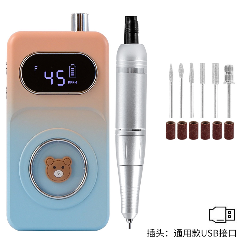 Nuevo tipo recargable amolador de uñas 45 engranajes portátil manipulador eléctrico removedor de uñas amolador de uñas de piel muerta