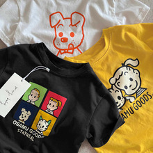 纯棉儿童短袖T恤衫夏2025新款百搭简约休闲卡通动漫男女童上衣服