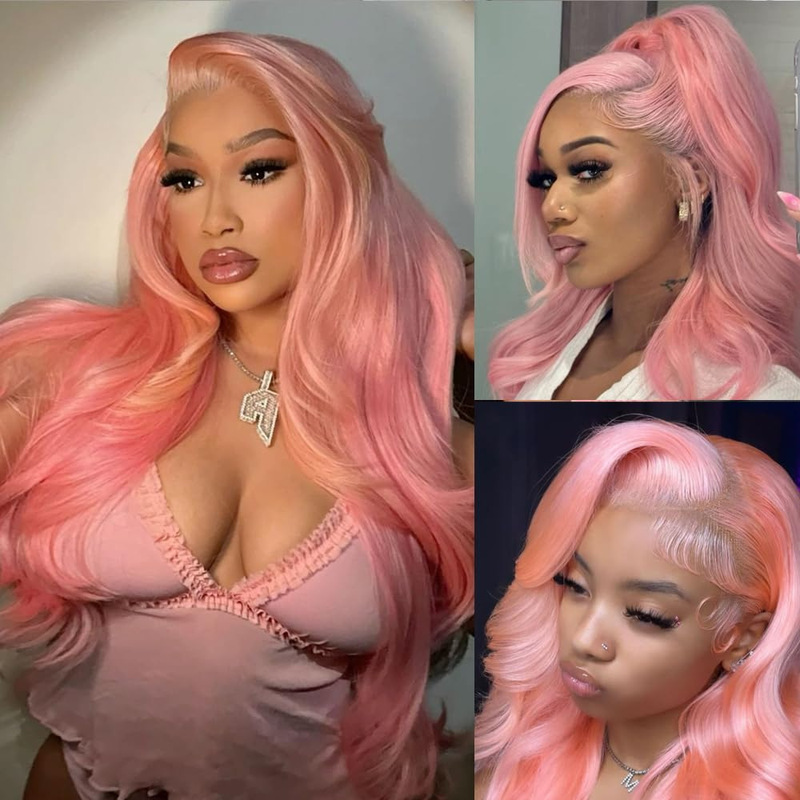 Cross-Border European and American Wigs for Women, Lace Front Wigs, Pink Big Wavy Hair, African Hot-Selling Lace Front Wigs Cross-Border European and American Wigs for Women, Lace Front Wigs, Pink Big Wavy Hair, African Hot-Selling Lace Front Wigs