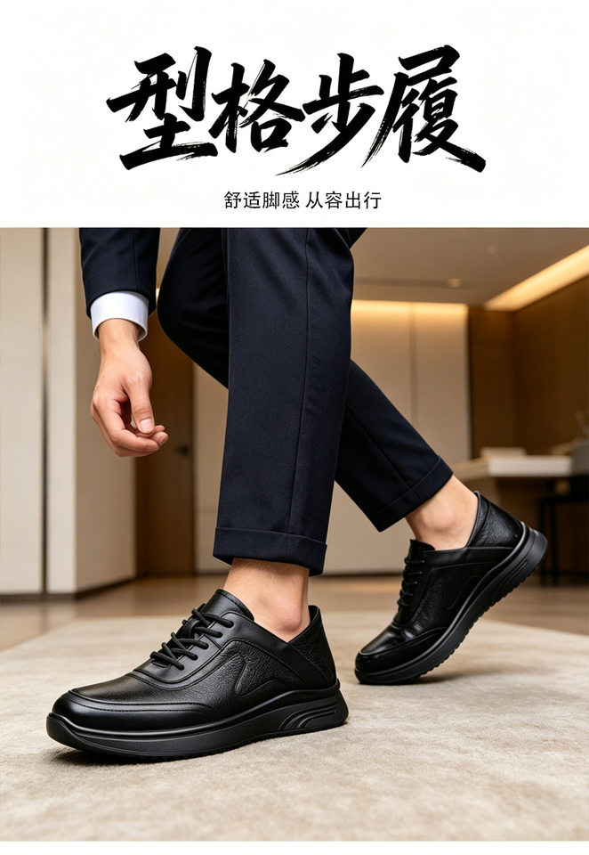 Giày lười nam da bò thật mũi tròn đế mềm chống trượt, kiểu slip-on nhẹ chân — D7913 Đen chi tiết 1