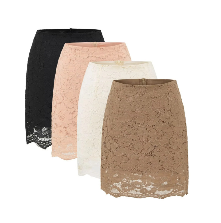 Lace Skirt for Women 2025 Summer New American Sexy Style Pure Color Elastic Light and Anti-Exposure A-Line Skirt Lace Skirt for Women 2025 Summer New American Sexy Style Pure Color Elastic Light and Anti-Exposure A-Line Skirt