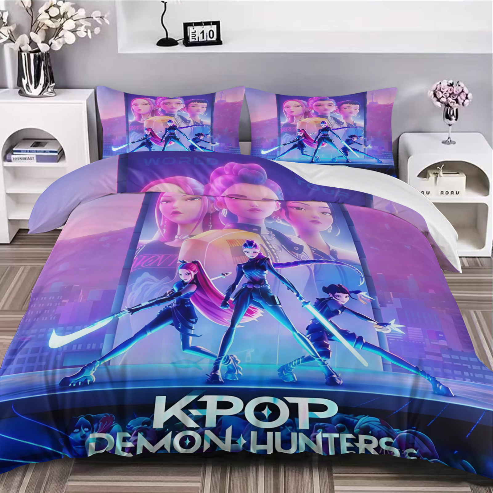 Caza de brujas K-POP tres piezas Amazon AliExpress edredón impresión digital 3D transfronteriza Nantong puente de piedra