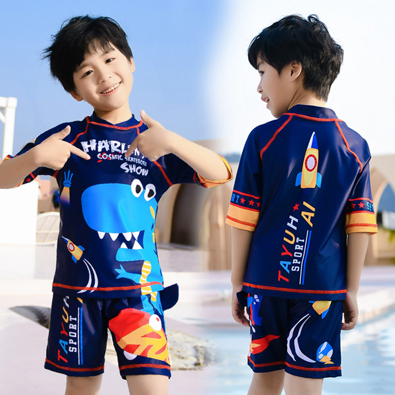 Traje de baño para niños divididos medianos y grandes Niños Bebé Playa traje de baño de protección solar de dibujos animados de secado rápido traje de baño de aguas termales al por mayor