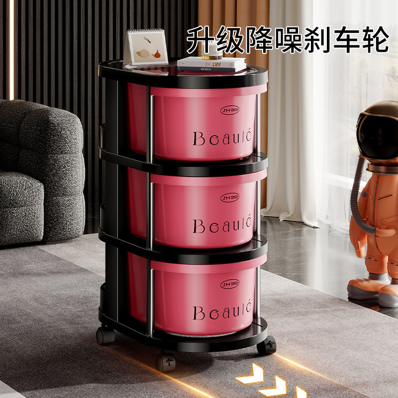 多彩跑道小推车英伦风可叠加多层收纳篮家用可移动抽屉式置物架子|undefined