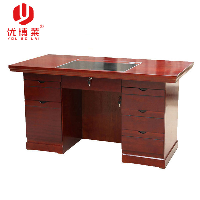 Painted Single-Person Office Desk for Staff and Teachers, Computer Desk with Drawers, Wooden Writing Desk, Solid Wood Veneer Financial Desk