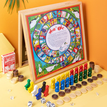 木制趣味四合一多功能棋类幼儿童亲子互动益智类早教桌游玩具