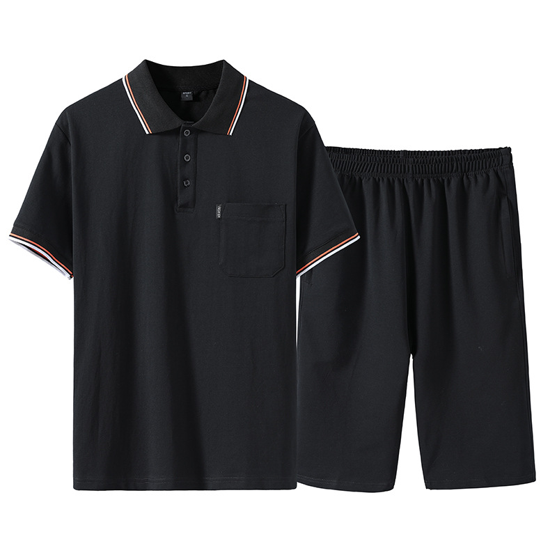 Verano nuevo traje casual de mediana edad hombre relajado y cómodo pantalones cortos de mangas cortas transpirables papá algodón dos piezas set