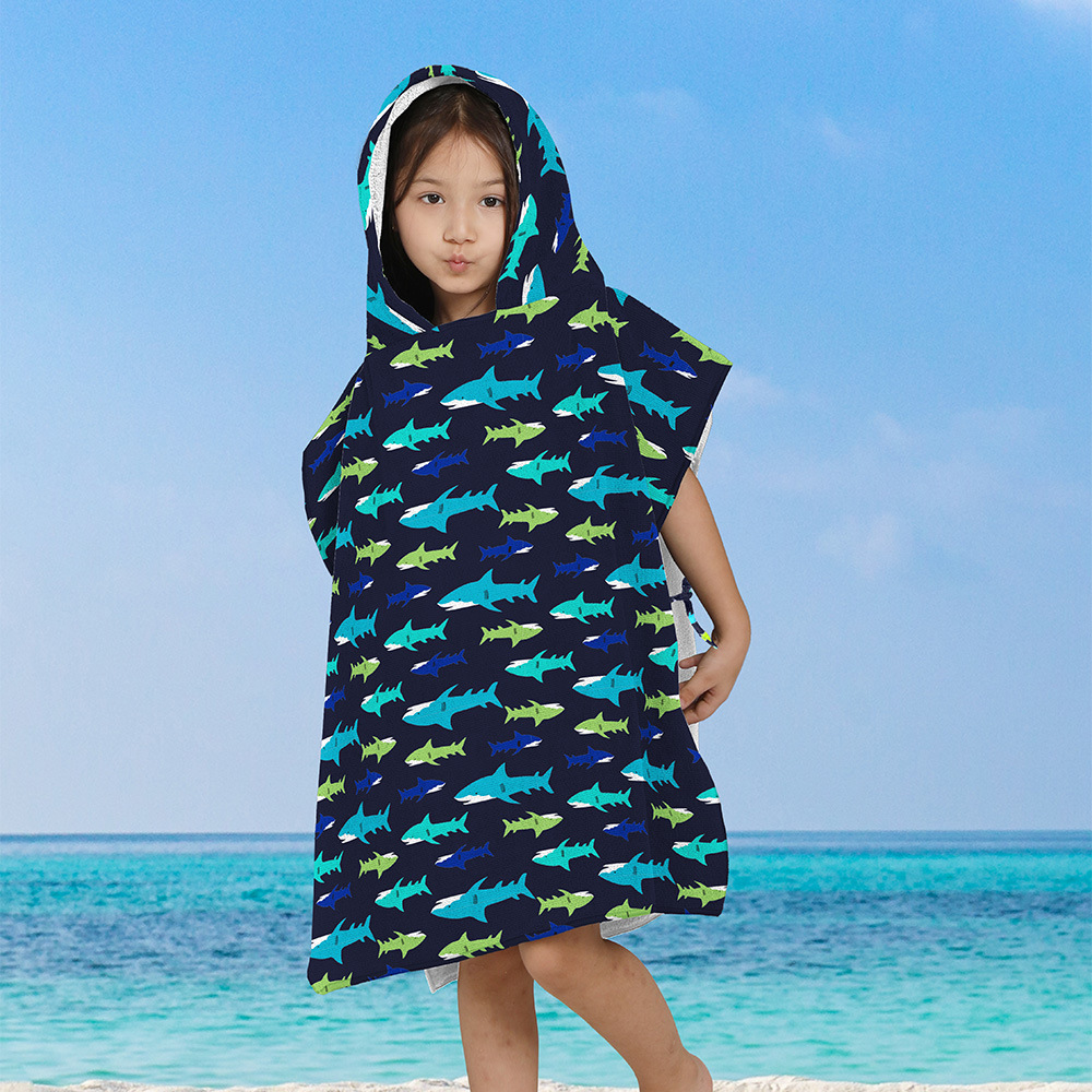 Algodón 100% algodón capa para niños toalla de baño capa bebé toalla de baño con capucha absorbente de dibujos animados estampado de playa bata de baño