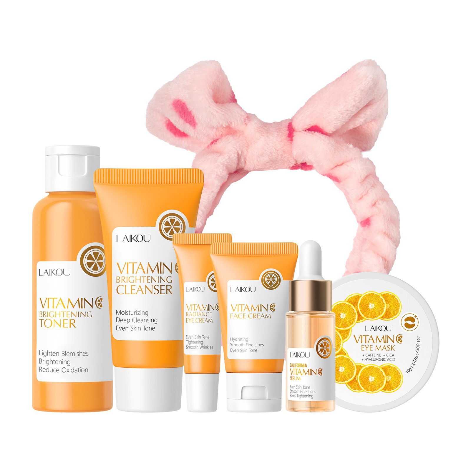 Transfronterizo LAIKOUFENYI Vitamina C serie combinación hidratación humectante productos de cuidado de la piel paquete de caja Inglés FDA productos de cuidado de la piel