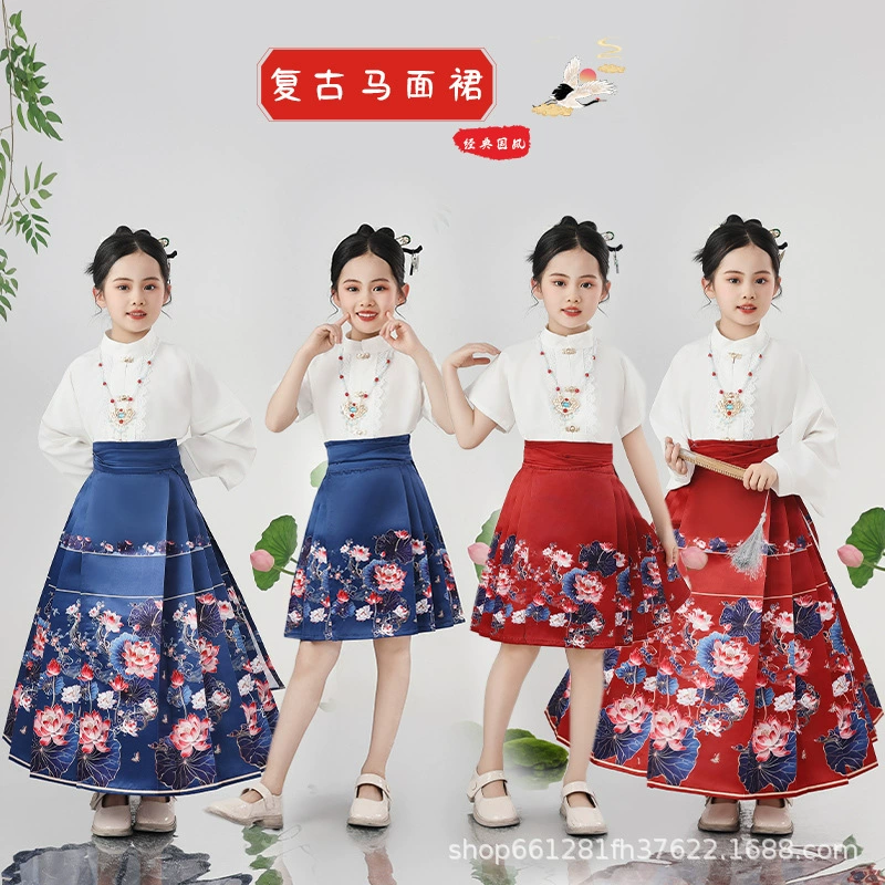 Летняя новая детская юбка с конским лицом в китайском стиле