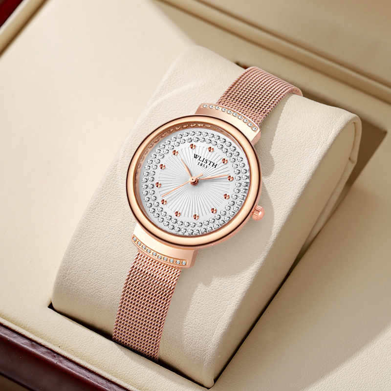 WALIS brand ladies watch fashion diamond Milan mesh belt watch waterproof safety buckle foreign trade watch wholesale
