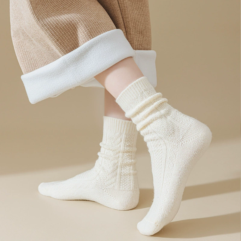 Warm woolen winter knee socks, mid-length