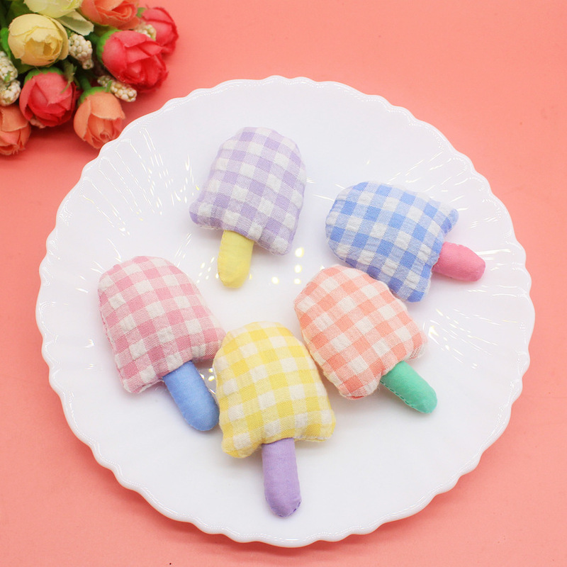Colorful Fresh and Sweet Korean Pudding Popsicles DIY Kidsren's Hair Accessories Cute Plaid Ice Cream Brooch Accessories