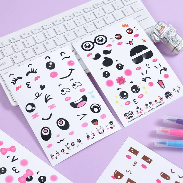 Cute Large Emoji Stickers Cartoon Creative Journal Decoration Tool Material Waterproof Adhesive Stickers for Journals