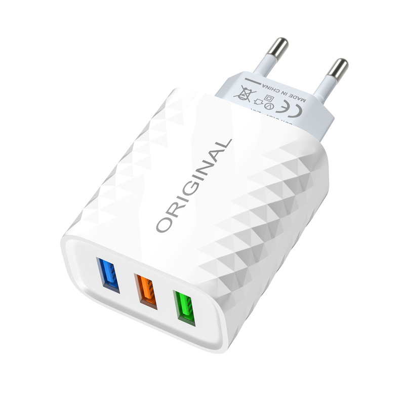 Diamond 3USB multi-port mobile phone charger 5V2A12W wall wall charging power adapter charging head European and American regulations