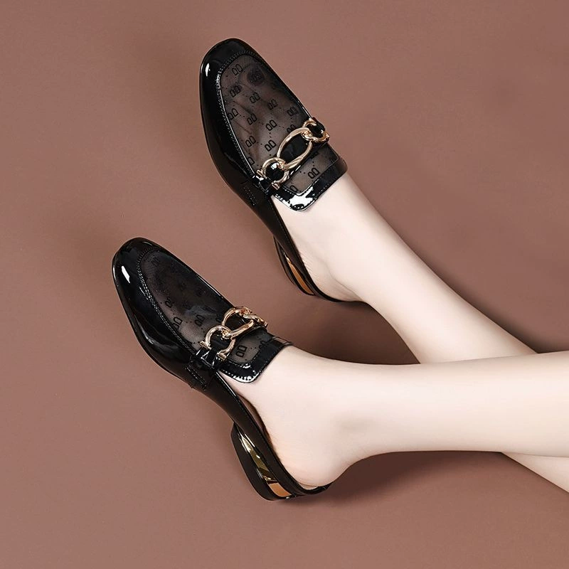 Женские полутапочки Baotou, летние новые стильные сетчатые сандалии на толстом каблуке и среднем каблуке, универсальные удобные сандалии на мягкой подошве для женщин, которые можно носить на улице