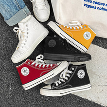 冬季加绒保暖高帮帆布鞋女2024糖果色复古简约二棉鞋休闲鞋棉鞋子