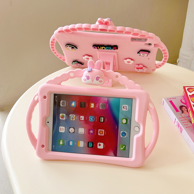 Three-handle cute rabbit for 2024 Huawei MatePad 11 bracket flat shell iPad10 silicone protective cover