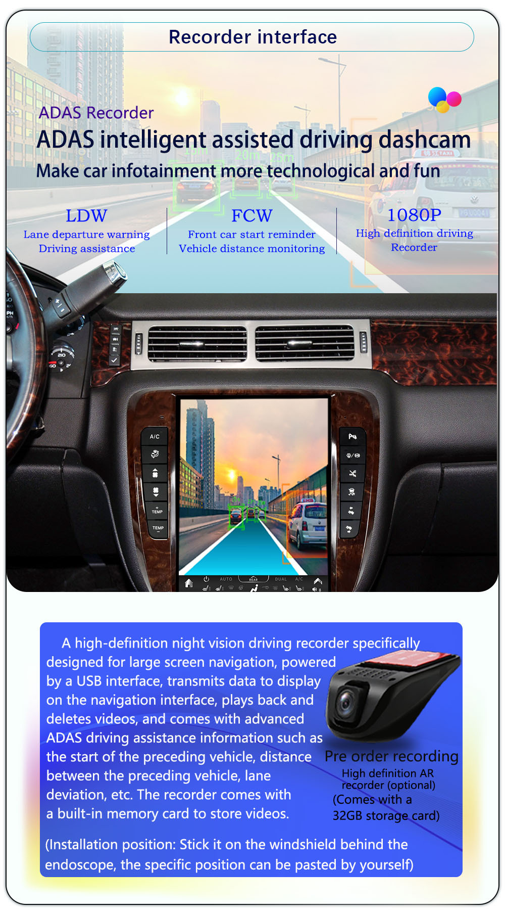 Suitable for 07-13 Chevrolet Gmc Android Large Vertical Screen 4g Navigator 12.1inch Central Control Large Screen All-In-One Machine