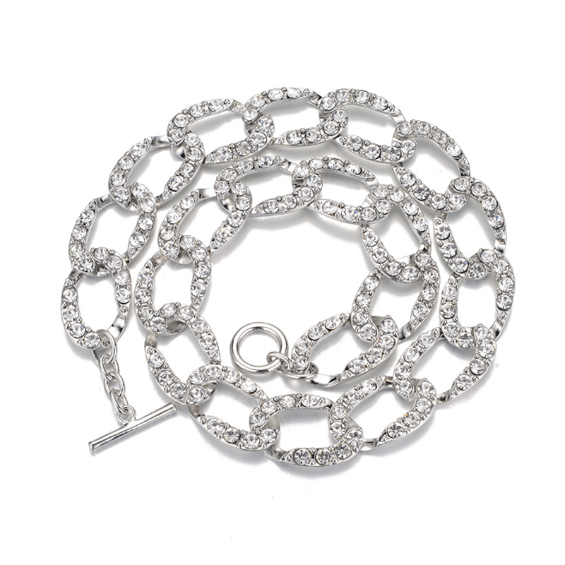fashion geometric jewelry chain 20mm rhinestone zinc alloy jewelry chain hip hop necklacepicture4