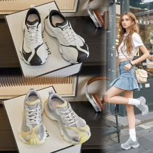 吸膜底真皮老爹鞋女2025春夏新款小个子厚底增高百搭时尚休闲鞋女