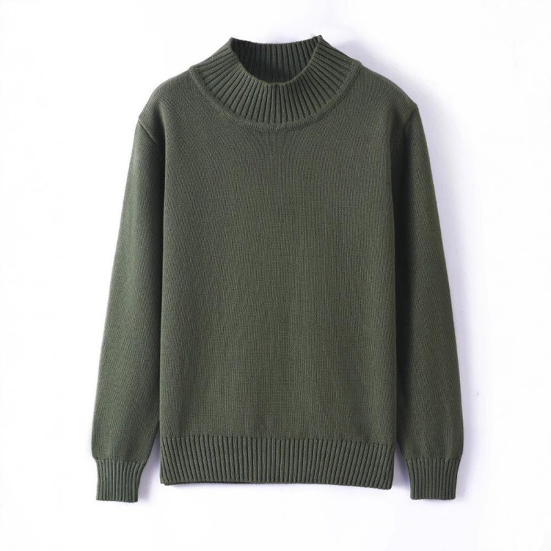 Spring and Autumn New Men's Thickened Pure Cotton Knitted Sweater Half-turtleneck Pullover Long-sleeved Warm Inner Top