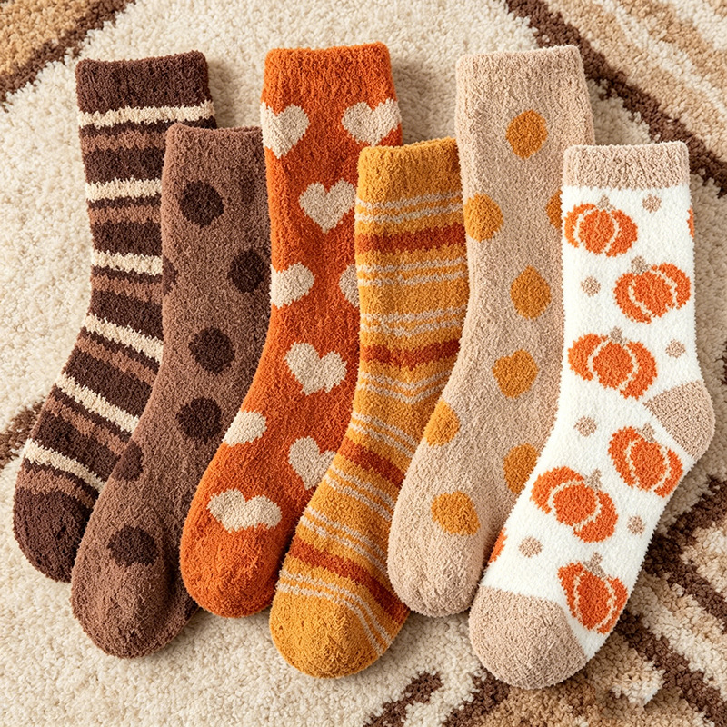 Amazon's New Thanksgiving Socks, Mid-Calf Socks for Couples, Coral Fleece Floor Socks, Sleep Socks, Half-Velvet Manufacturer Amazon's New Thanksgiving Socks, Mid-Calf Socks for Couples, Coral Fleece Floor Socks, Sleep Socks, Half-Velvet Manufacturer