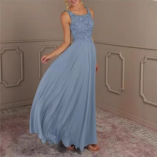 Comercio exterior Falda larga de gasa europea y americana Vestido de fiesta de encaje para mujer Vestido de anfitrión de fiesta de cumpleaños largo